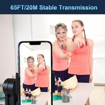 Wireless Lavalier Microphone for iPhone 15/16/17 Series, iPad and Android Devices, Noise Cancelling,Bluetooth Mini Lapel Microphone for Vlogging/YouTube/Live Streaming/Tiktok/Interview