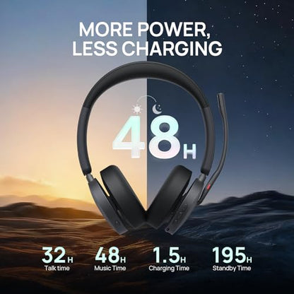 Yealink WH68 Hybrid Wireless Headset with Noise Cancelling Mic for Office | ANC Headphones,DECT and Bluetooth Dual-Connect,Teams Certified,6 Mics,492ft Range,32H Call Time,PC/Laptop/Desktop/Work/Zoom