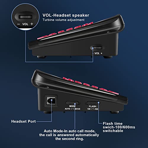 AGPTEK Corded Telephone with Headset & Dialpad | for House Call Center Office - Noise Cancellation