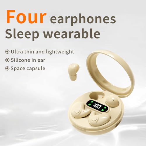 Earbuds,Mini Invisible Sleep Earbuds,Bluetooth 5.4 Ultra- Stylish Headphones for Sleep,Comfortable Blocking Noise,2-Pack Small mini Invisible Wireless Earbuds for Sleeping (Khaki) - color: Khaki