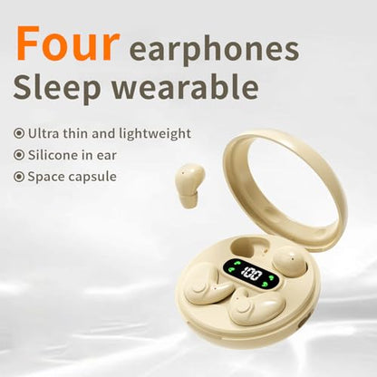 Earbuds,Mini Invisible Sleep Earbuds,Bluetooth 5.4 Ultra- Stylish Headphones for Sleep,Comfortable Blocking Noise,2-Pack Small mini Invisible Wireless Earbuds for Sleeping (Khaki) - color: Khaki