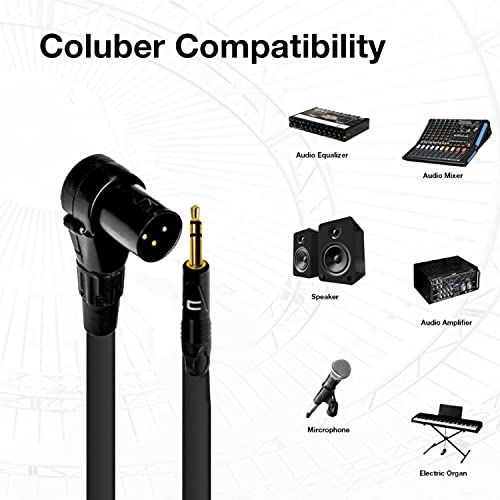 Right Angle 3-Pin XLR Male to 3.5 TRS Male - 5 Feet - Black - Pro 3-Pin Microphone Connector for Powered Speakers, Audio Interface or Mixer for Live Performance & Recording