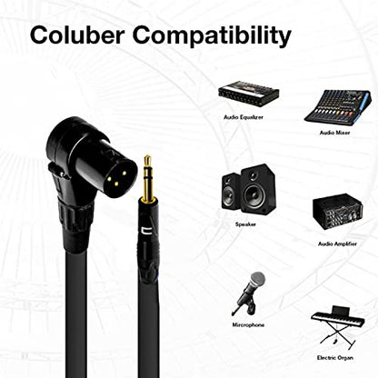 Right Angle 3-Pin XLR Male to 3.5 TRS Male - 5 Feet - Black - Pro 3-Pin Microphone Connector for Powered Speakers, Audio Interface or Mixer for Live Performance & Recording