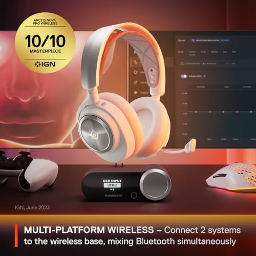SteelSeries Arctis Nova Pro Wireless Multi-System Gaming Headset — Neodymium Magnetic Drivers — Active Noise Cancellation — 2 Battery System — ClearCast Gen 2 Mic — PC, PS5, PS4, Switch, Mobile | Neodymium Magnetic Drivers, Active Noise Cancellation, 2 Ba