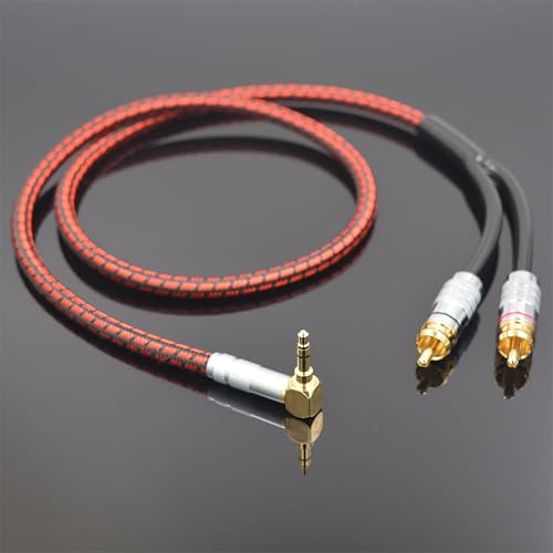 Audiophile High Purity Copper Audio Cable 3.5mm Male to 2 RCA/Phono Male Audio Auxiliary Gold-Plated Stereo HiFi Y Splitter Adapter Cable (Right Angle 3.5mm to 2 RCA, 16.4ft/5m) - size: 16.4 ft, style: Right angle 3.5mm to 2 RCA