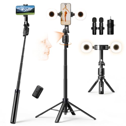 UBeesize 71" Vlogging Kit, Face Tracking Tripod, Desk Stand, Mics & Light - size: 71in