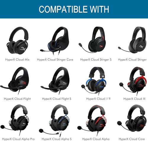 GVOEARS Premium Replacement Ear Pads for HyperX Cloud 1/2/3/Pro - Black | Also for Core/Alpha/Alpha S/Alpha Pro/Flight/Flight S/Stinger, CloudX Stinger Headset & More