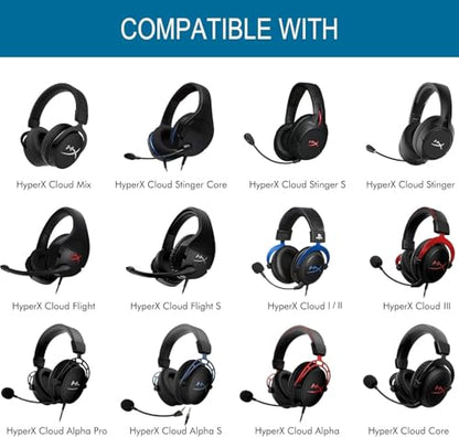 GVOEARS Premium Replacement Ear Pads for HyperX Cloud 1/2/3/Pro - Black | Also for Core/Alpha/Alpha S/Alpha Pro/Flight/Flight S/Stinger, CloudX Stinger Headset & More