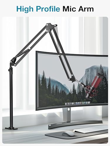 InnoGear Mic Stand Desk Overhead Desktop Microphone Boom Arm for Blue Yeti | Overhead Positioning, 3.3 lbs Weight Capacity, Foldable, Extendable, Rotatable, Easy to Install, Work with Blue Yeti - color: Black, style: High-profile