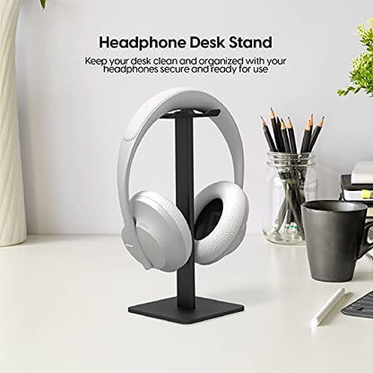 TalkWorks Headphone Stand Holder-Desktop Headset Stand Organizer and Tabletop Space Saver for Home, Office and Gaming Room - Sleek Design, Easy Assembly and Durable Non-Slip Base,Black
