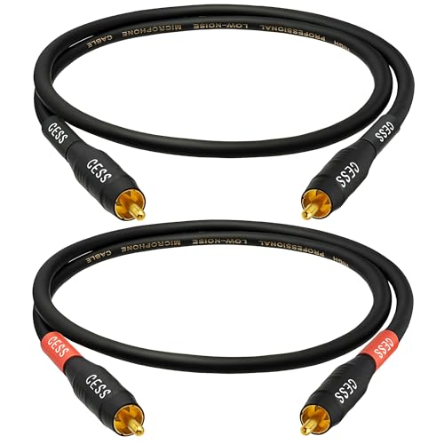 CNCESS CESS-075-2f Heavy Duty Waterproof RCA Cable, Phono Male to Male (2 FT) - size: 2 FT