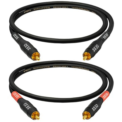 CNCESS CESS-075-2f Heavy Duty Waterproof RCA Cable, Phono Male to Male (2 FT) - size: 2 FT
