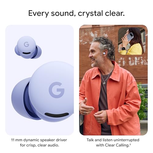 Google Pixel Buds 2a - Wireless Bluetooth Earbuds - Fog | Active Noise Cancellation, transparency mode, comfortable fit, 20-hour battery, water resistant, help from Gemini - color: Fog