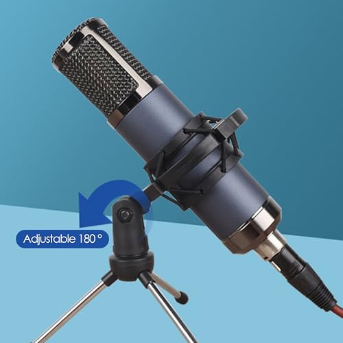 Microphone Shock Mount 1 PACK, Mic Holder Clip for 43-48mm/1.69~1.9in Diameter Condenser Microphone, 3/8 or M16 Internal Thread, with 5/8" Male to 3/8" Female Screw Adapter, Easy to Use (Black)