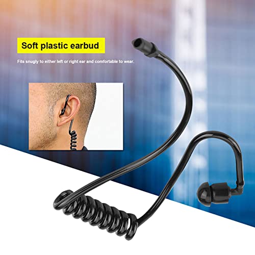 Zerone Replacement Coiled Acoustic Tube for Two-Way Radio Audio, 5Pcs Headset Walkie Talkie Coiled Earpiece Tube with Ear Tips Black