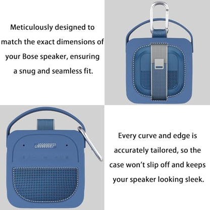 for Bose New SoundLink Micro 2nd Gen Portable Speaker Silicone Case, Blue | 1:1 Molded Fit, Shock Absorption, Metal Carabiner, Flexible Carry Handle, Anti-Slip Texture, Elastic Recovery - color: Blue Case