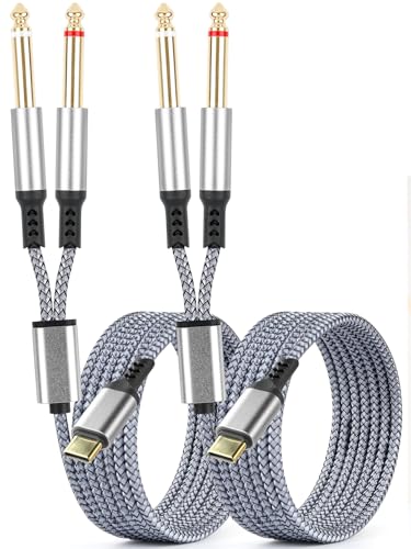 2 Pack USB C to 1/4 Audio Cable 6.35mm TS to Type C Y-Splitter Audio Cable