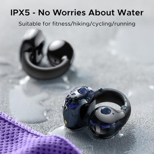 UGREEN HiTune S3 Open Ear Earbuds, Bluetooth 5.4, Clip on Earbuds, Black | Lightweight, Comfort, Wireless Headphones ENC Clear Calls, 30H Playtime, IPX5 Waterproof, for Driving Running Workout Cycling - color: Black