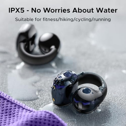 UGREEN HiTune S3 Open Ear Earbuds, Bluetooth 5.4, Clip on Earbuds, Black | Lightweight, Comfort, Wireless Headphones ENC Clear Calls, 30H Playtime, IPX5 Waterproof, for Driving Running Workout Cycling - color: Black
