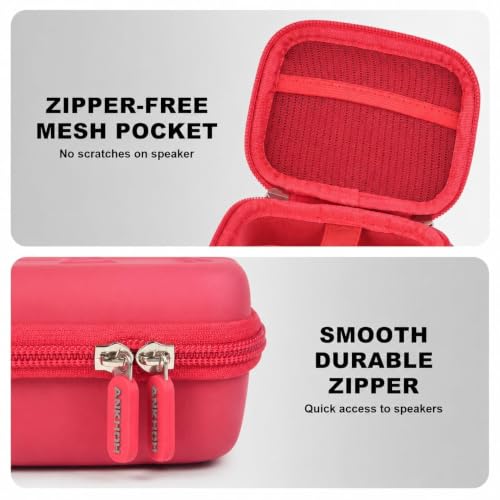 ANKHOH Hard Speaker Case for JBL Go 5/4/3 with Wrist Strap, Case Only - color: Red