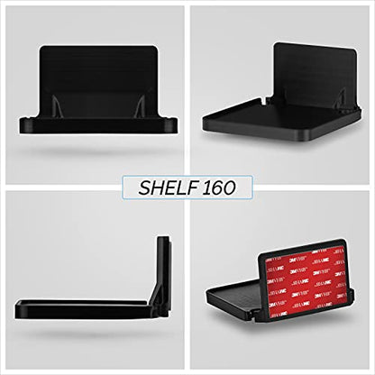 BRAINWAVZ Drill Free Wall Mount Shelf for Security Cameras, Baby Monitors, Speakers & More, Universal Holder, Strong Adheasive, Easy to Install, No Mess, Screwless (Black) - color: Black
