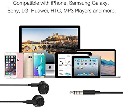BENEWY in-Ear Headphones, 3.5mm Earphones Wired Earbuds with Microphone | Noise lsolating, High Definition, Pure Sound for iPhone, iPad,Smartphone, MP3 Players,Tablets Laptops and Other Audio Devices - color: Black