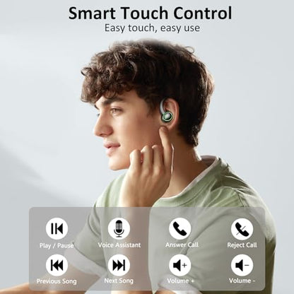 Matast 2026 Wireless Earbuds, 50 Playback Over-Ear Buds with ENC Noise Cancelling Mics, IP7 Headset with Earhook, LED Display, Deep Bass Fitness Earphones, Bluetooth 5.4 Headphones Sports,