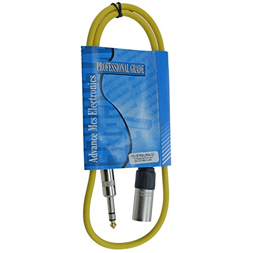 1/4" TRS to 3 Pin XLR Male Pro Audio Patch Cable Balanced and Shielded (3 Foot Feet ft Long, Yellow) - color: Yellow, size: 3 ft long