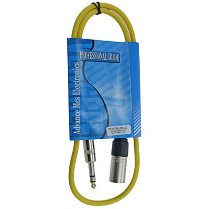 1/4" TRS to 3 Pin XLR Male Pro Audio Patch Cable Balanced and Shielded (3 Foot Feet ft Long, Yellow) - color: Yellow, size: 3 ft long