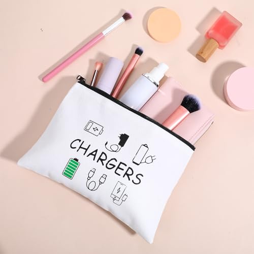 Charger Makeup Bag Charging Cable Organizer Bag Chargers Makeup Bags Zipper Pouch Cosmetic Bags Funny Toiletry Organizer Pouch Travel Gifts for Women Traveler Charging Cord Themed Accessories