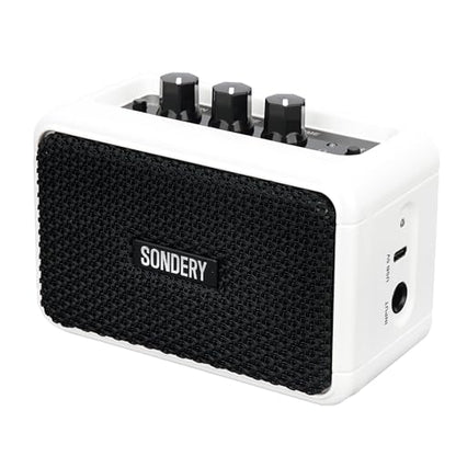 Sondery Portable Mini Guitar Amp,Rechargeable 5W Small Electric Amplifier | With Overdrive/Clean Effects and Bluetooth,Two Speakers,For Practice and Traveling,White - color: White