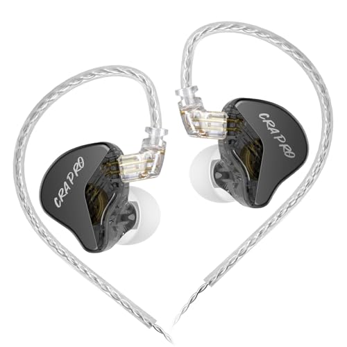 CCA CRA PRO in Ear Monitor Headphones, Ultra-Thin DLC Diaphragm Dynamic Driver Gaming Earbuds, Clear Sound & Deep Bass, IEMS for Singer Musicians Drummers DJ - color: Black, style: Without Mic