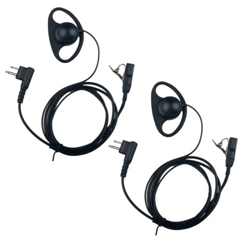 Walkie Talkie Earpiece with Mic, 2-Pin D-Shape Radios Headset, 2 Pack