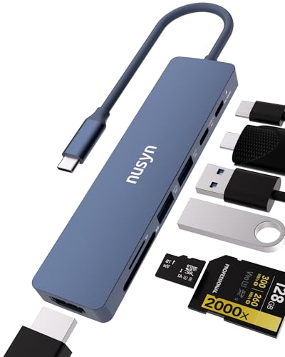 7-in-1 USB C Hub with 4K@60Hz HDMI, 2 USB-A, 1 USB-C, 100W PD Charging, SD 3.0 /TF 3.0 Card Reader, Compatible with MacBook Pro/Air/Neo, iPad Pro, iMac, iPhone 15-17 (Indigo) - color: Indigo