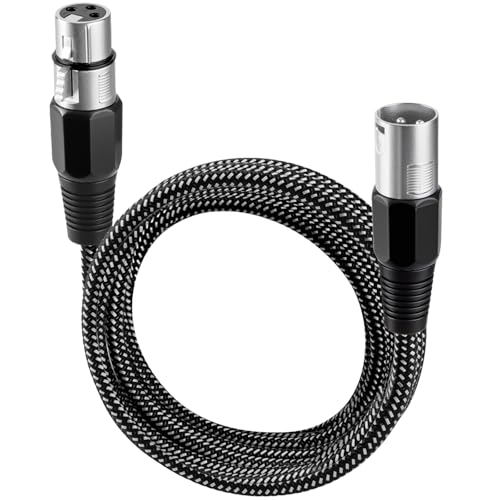 XLR Cable 10 FT, Microphone Cable 3 Pin Nylong Braided Balanced XLR Male to Female Heavy Duty Mic Patch Cords (Pure Copper Conductors) - size: 10FT