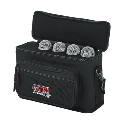 Gator Cases Padded Microphone Carry Bag; Holds up to (4) Wired Microphones. (GM-4) - size: (4) Wired Microphones (Nylon), style: (4) Wired Microphones (Nylon)