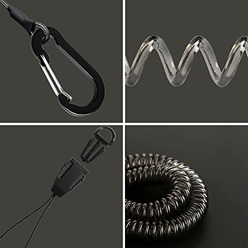 Lix&Rix Retractable Coiled Lanyards with Detachable Buckle | Quick Release Carabiner Clips - color: Black blue green red,4pcs