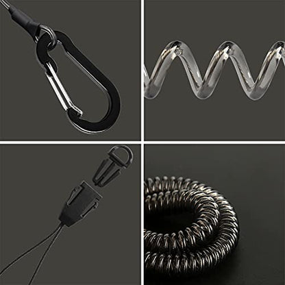 Lix&Rix Retractable Coiled Lanyards with Detachable Buckle | Quick Release Carabiner Clips - color: Black blue green red,4pcs