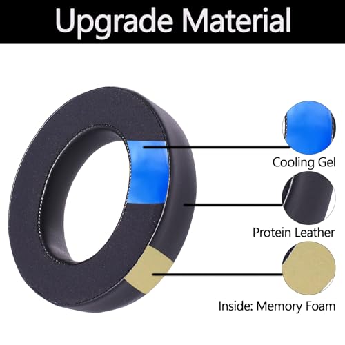 Replacement Cooling Gel Ear Pads for Corsair HS60 HS70 Headphones - Black | HS75 XB HS50/60/70 PRO Ear Covers, Breathable Memory Foam Ear Cushions, Noise Isolation & Comfort Fit, Easy Install