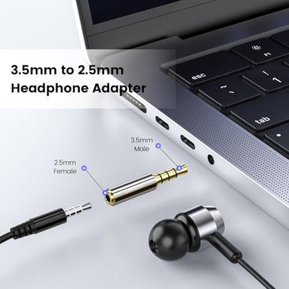 MOSWAG 3.5mm Male to 2.5mm Female Audio Headphone Adapter, 1/8'' Male to 2.5mm Female Stereo Audio Connector Gold Plated Compatible with iPhone, iPod, MP3 Player, CD Player, Earphone 2Pack