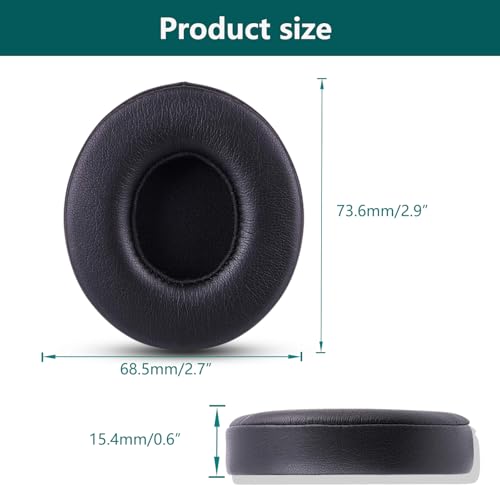 Replacement Ear Pad Cover Compatible with Beats by Dre Solo3 Solo2 Wired Wireless Headphones Protein Leather Memory Foam Headphone Cushion Ear Muffs-Black - color: black