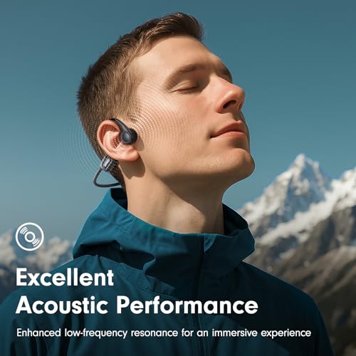 Bone Conduction Headphones, Open Ear Headphones Bluetooth 5.4 with Mic, 8H Playtime,Bone Conduction Earbuds IP56 Waterproof for Cycling, Hiking,Workout
