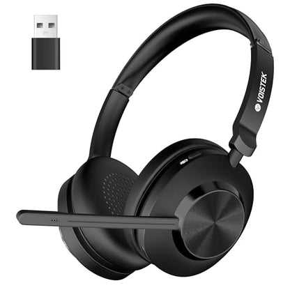 Voistek Wireless Headset with Mic for Work,Bluetooth Headphones for PC | Noise Cancelling Mic,USB Dongle & Mute Button,50H Battery Compatible with Laptop,Teams Zoom,Call Centre,Home Office