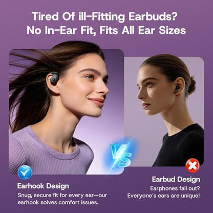 Open Over Ear Earbuds Open Ear Headphones Wireless Bluetooth | Over The Ear Earbuds That Don'T Go In Your Ear Air Conduction With Awareness Of Surroundings With Over-Ear Hooks - color: Purple