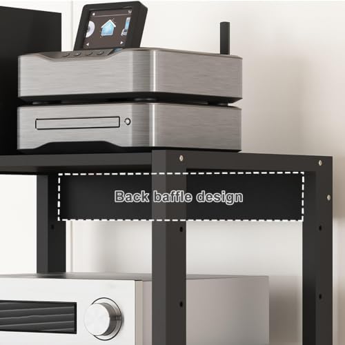 5 Tier Audio Rack AV Media Player Stand Stereo Cabinet | Floor-Standing CD DVD Record Player Stand, Movable Component Storage Shelf with Wheels for Home Theater, Black - size: 5 Tier