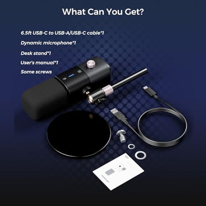 AM15X Dynamic Microphone for PC with USB/XLR, Noise Cancellation | 24-Bit/48kHz Audio, Headphone Monitoring, Mute, Gain Control and Desk Stand for Podcasting, Streaming & Gaming