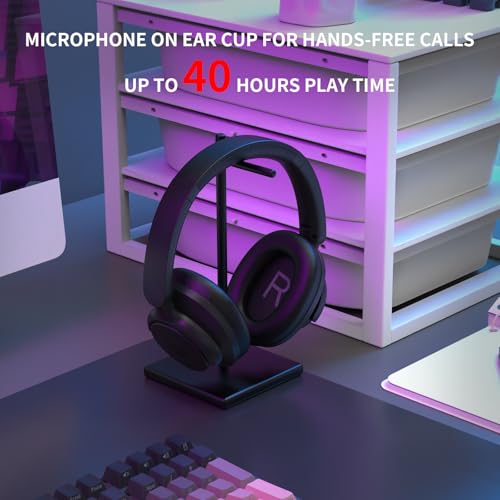 Redragon H610 Wireless Gaming Headset for PC, Mac, NS, Phone - BT 5.3 with Active Noise Cancellation, 40H Battery, Lightweight, Over-Ear Headphones with Built-in Mic, Black - color: Black