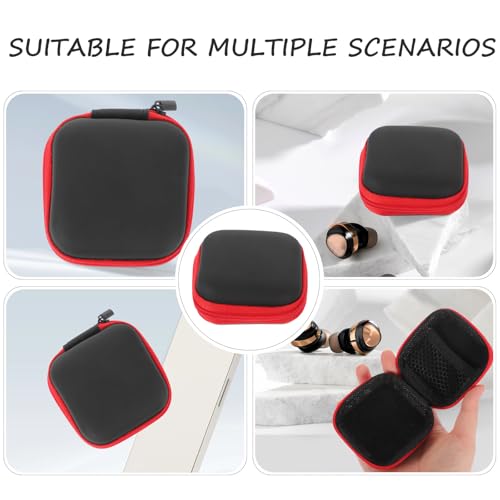 Portable Eva Earbuds Carrying Case with Zipper, Travel Electronics Organizer Pouch for Earphone, Earbuds, and Cable Storage – Red Compact Protective Holder for On-the-go
