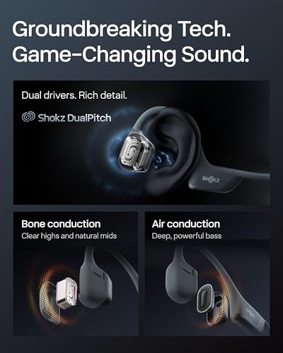 SHOKZ OpenRun Pro 2 Bone Conduction Bluetooth Sport Headphones, Black | Bundle with Reflective Strip；Open-ear awareness; DualPitch premium sound；Smart Mic; IP55; 12H battery; Running/cycling/hiking - color: Black, size: Standard