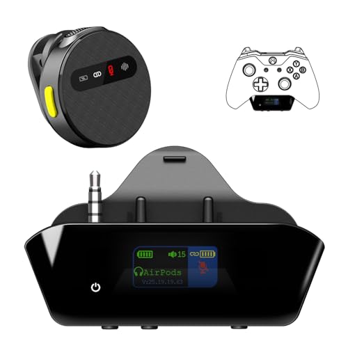 Bluetooth Adapter for Xbox Controllers with 2.4GHz Wireless MIC | for Xbox One/Series XIS/Elite 2, Use AirPods & Wireless Headphones, Low Latency, Dual OLED Display, Noise Cancellation, 13H